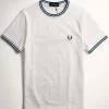 t-shirt ringer fred perry bianco bord.blu-verde_risultato