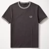 t-shirt ringer fred perry grigio bord.verde_risultato