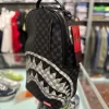 BLACK AND WHITE DRIP CHECK SHARK BACKPACK SPRAYGROUND 2_risultato