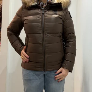 Piumino arcadiacappuccio  con pelliccia  blauer